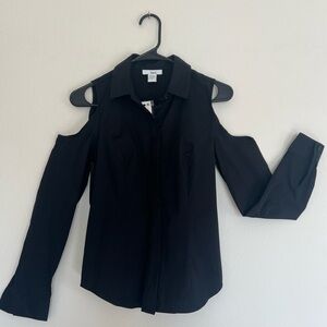 ALL OCCASIONS: Elegant and fresh black long sleeve blouse